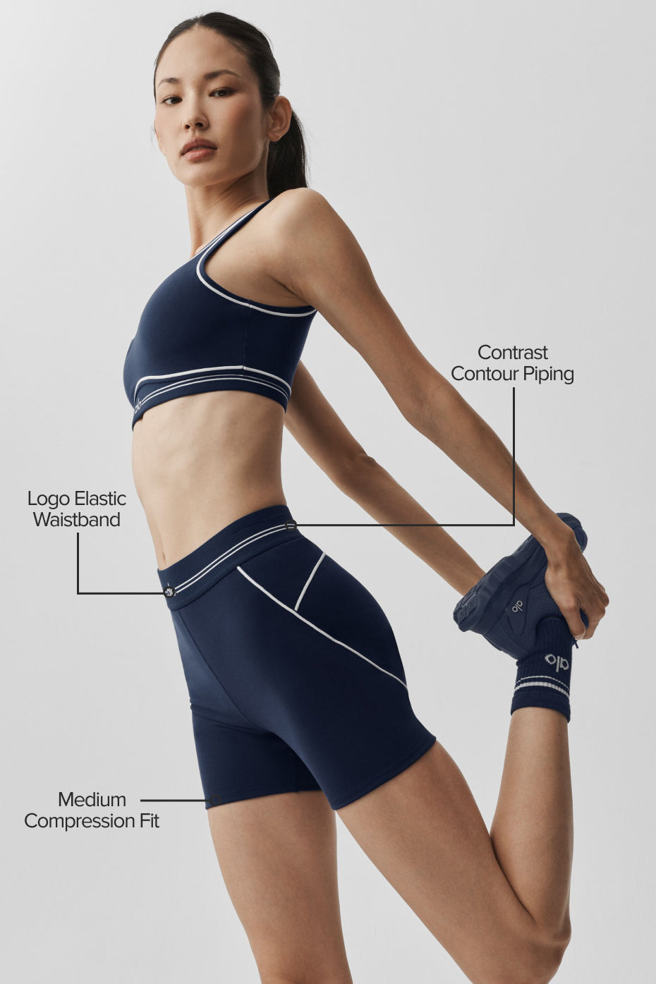 Alternative view of 4" Airbrush High Waist Heart Throb Short   Navy/White