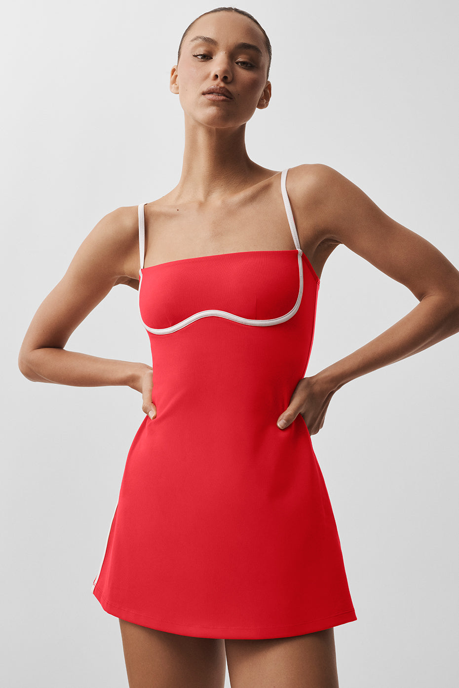 Airbrush Streamlined Dress   Bright Red/White