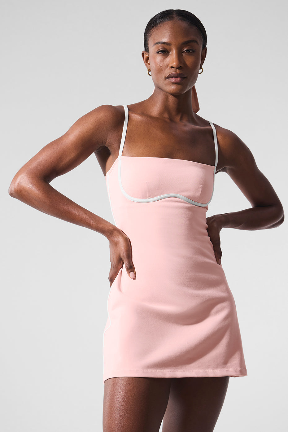 Airbrush Streamlined Dress   Pink Quartz/White