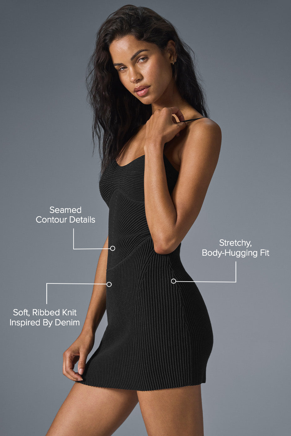 Denim Knit Mini Dress Black/Anthracite - Image 2