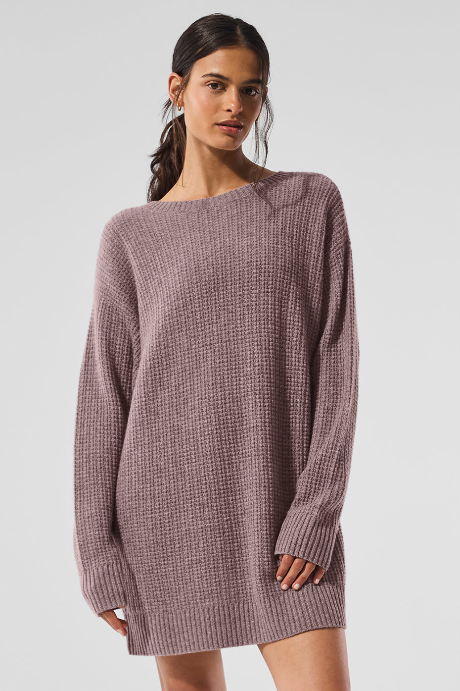 Cashmere Plush Waffle Dress   Mushroom Heather