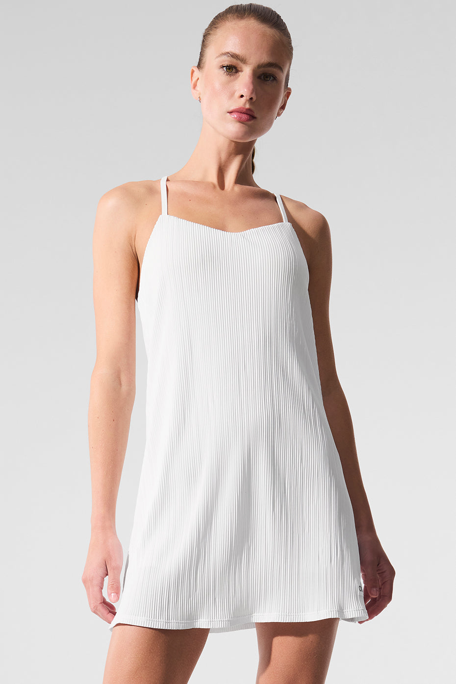 Micro Plisse Game On Tennis Dress White - Image 4
