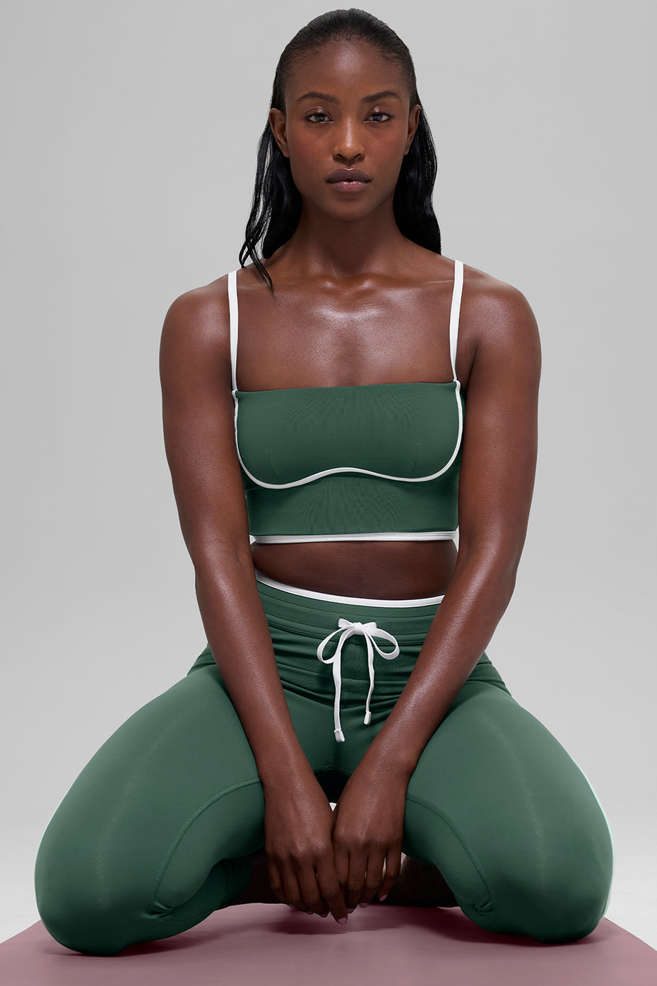 Airbrush Streamlined Bra Tank   Clover Green/White