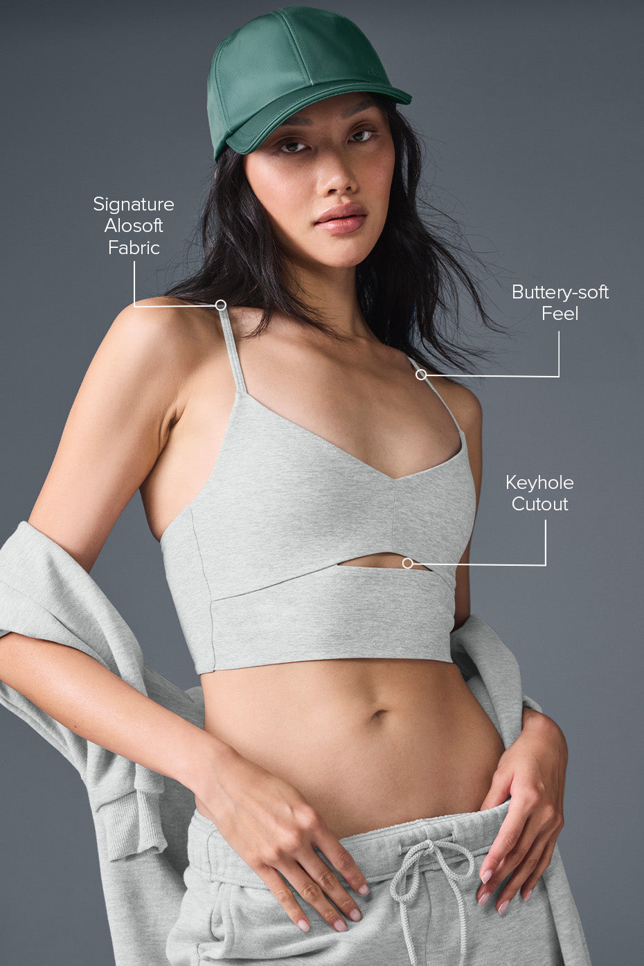 Alternative view of Alosoft Highlight Bra   Athletic Heather Grey