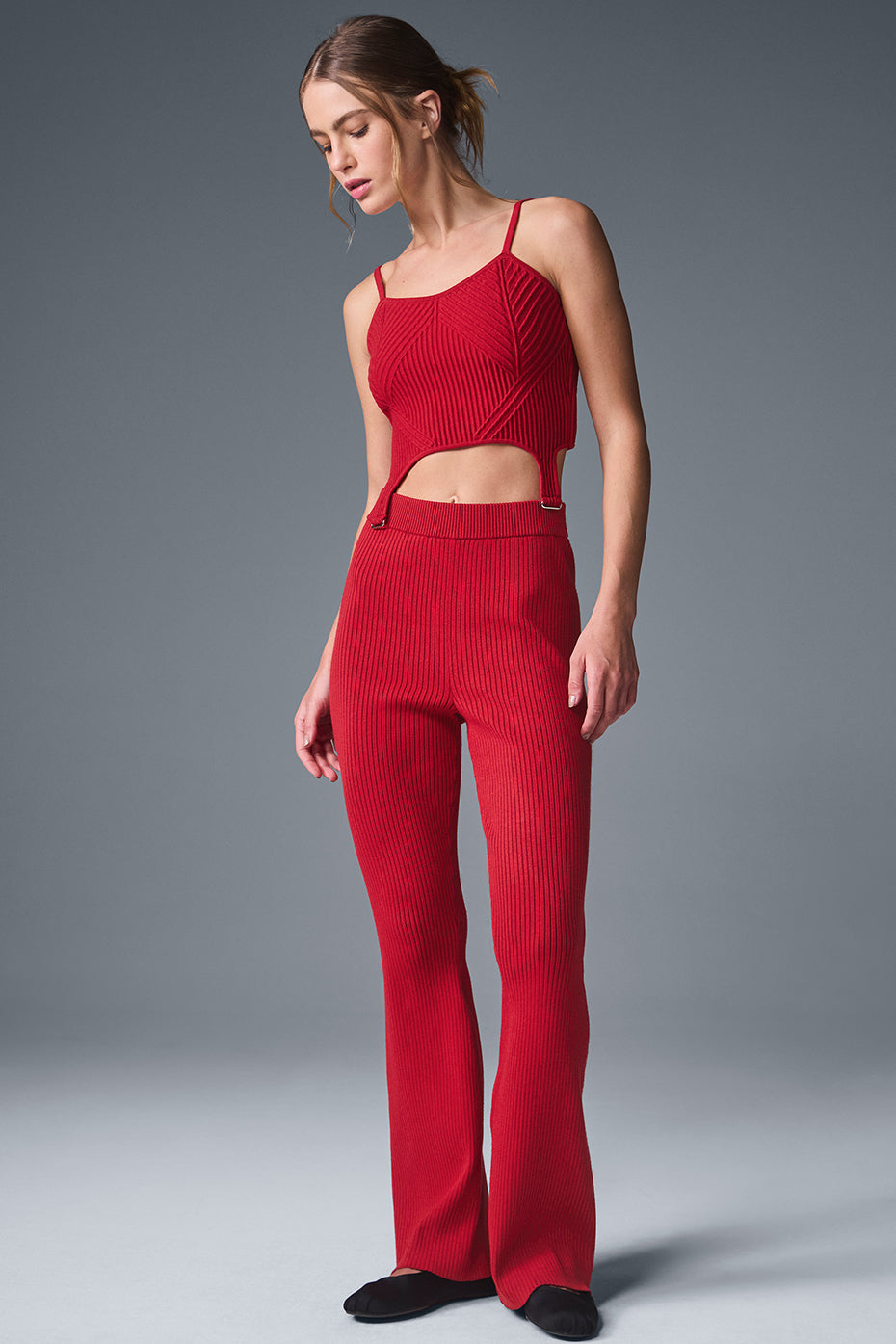 Denim Knit Garter Tank Bold Red/Dark Bold Red - Image 4
