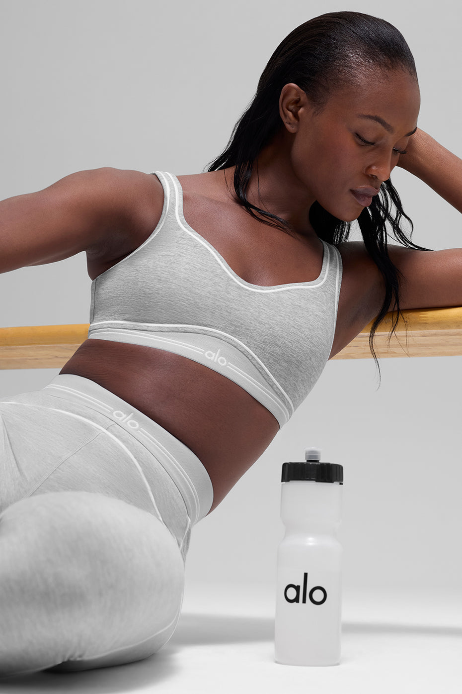 Alternative view of Alosoft Heart Throb Bra   Athletic Heather Grey/White