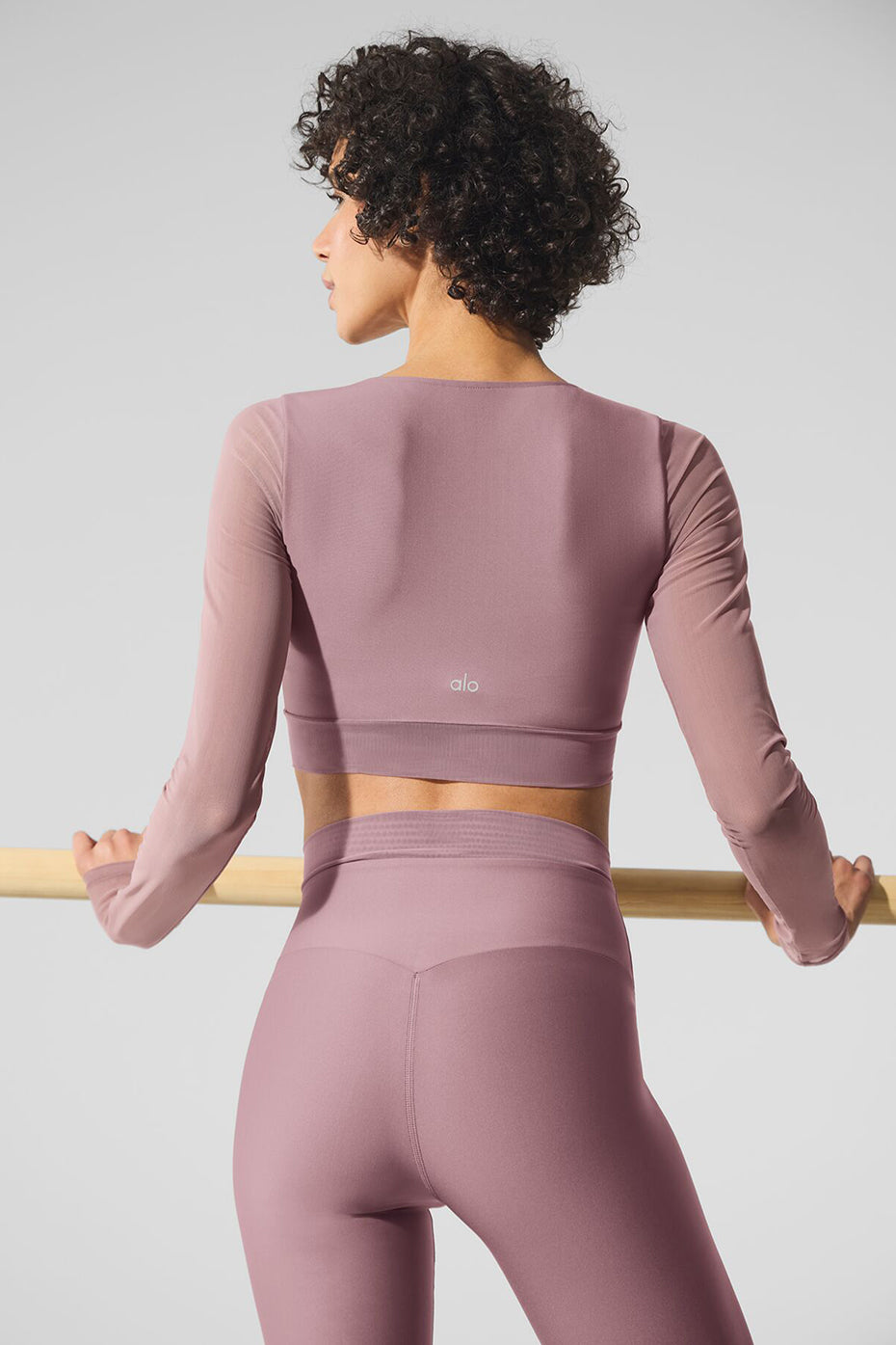 Alternative view of Airlift Mesh Divine Long Sleeve Bra   Smoky Quartz