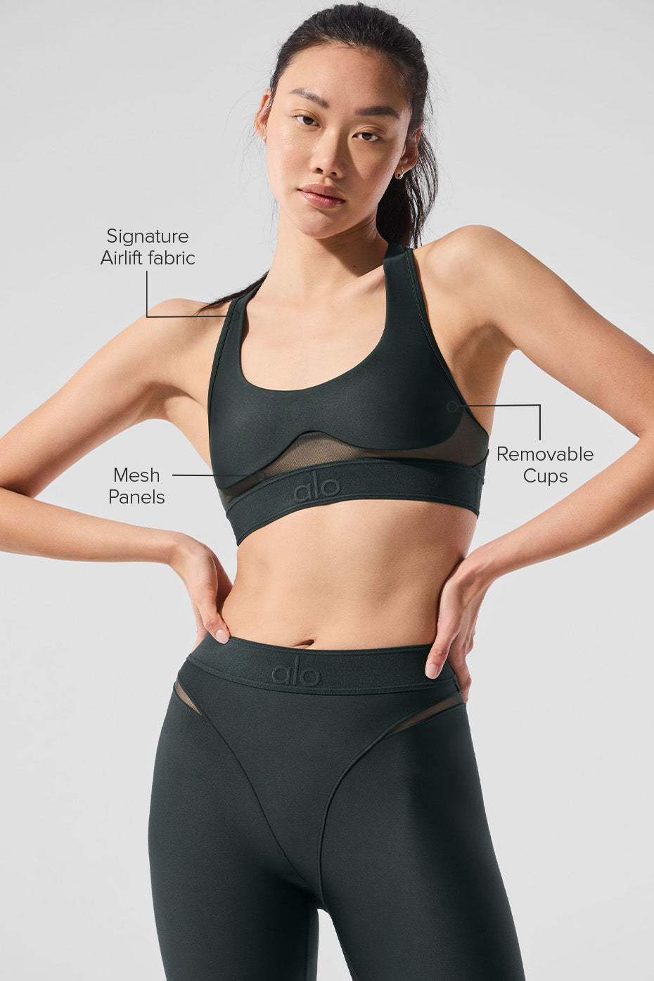 Alternative view of Airlift Rebel Bra   Charcoal Green