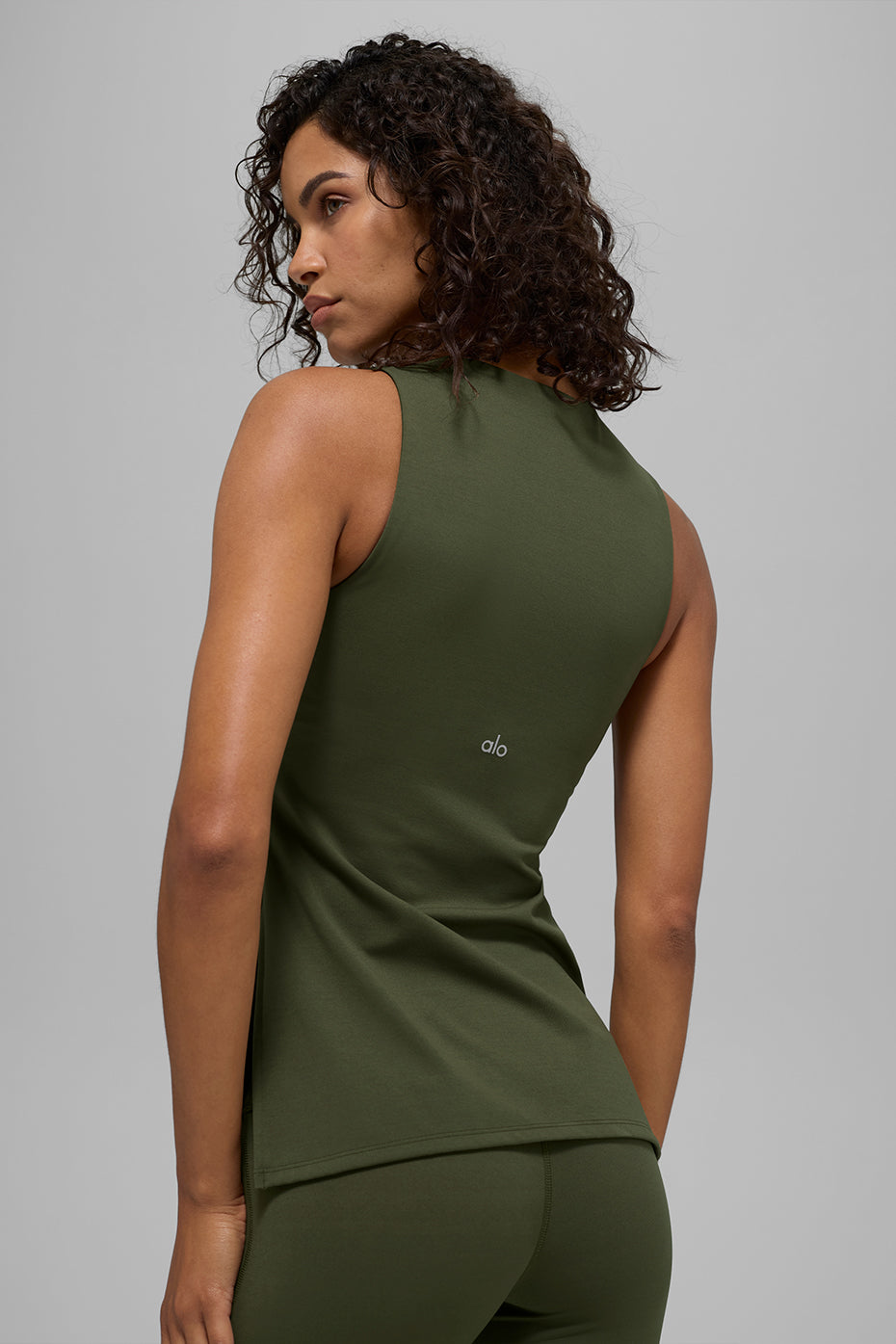 Alternative view of ALO Softsculpt Precision Full Length Bra Tank   Green Olive
