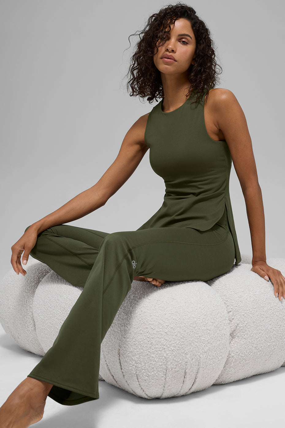ALO Softsculpt Precision Full Length Bra Tank Green Olive - Image 3