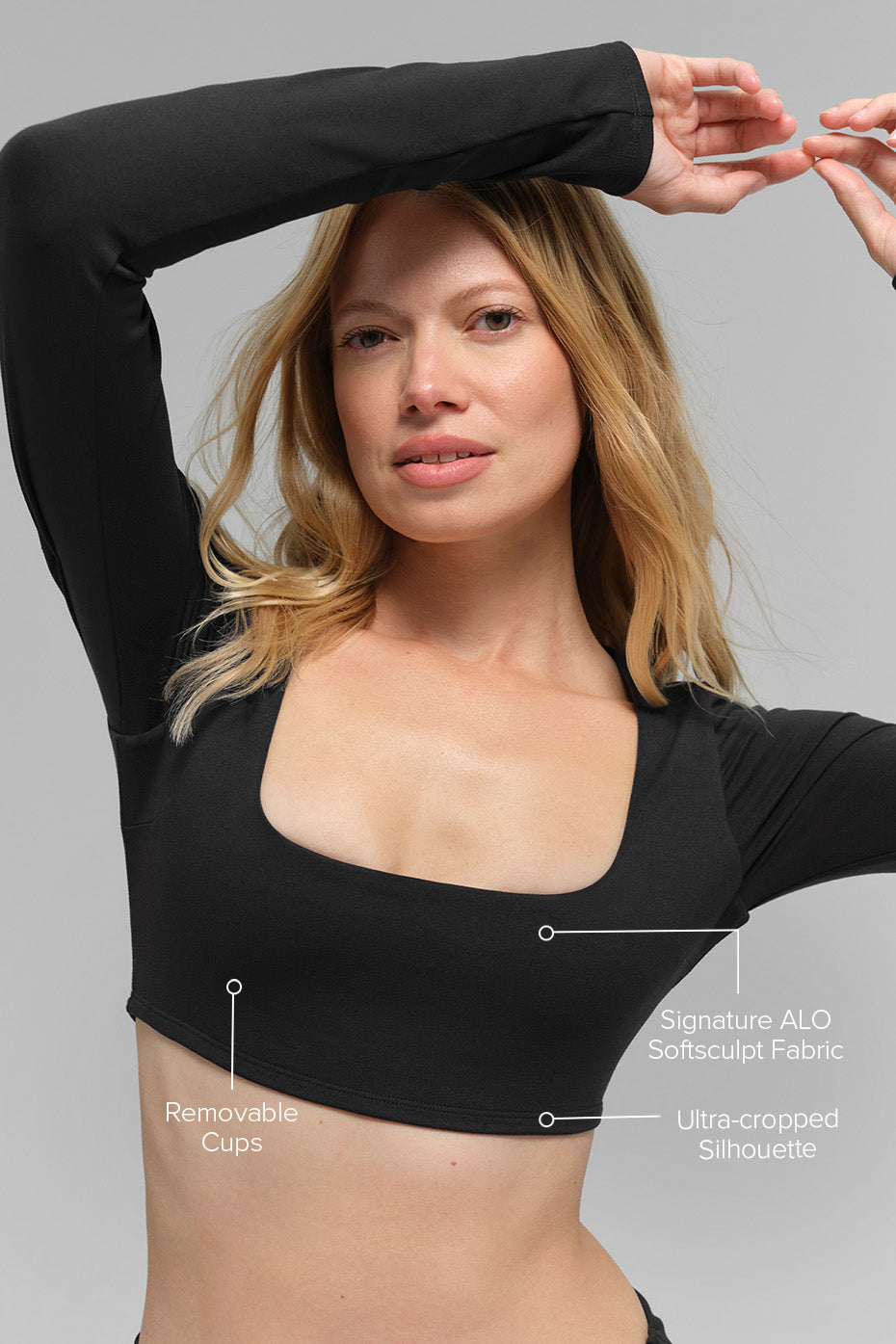 Alternative view of ALO Softsculpt Precision Long Sleeve Bra   Black