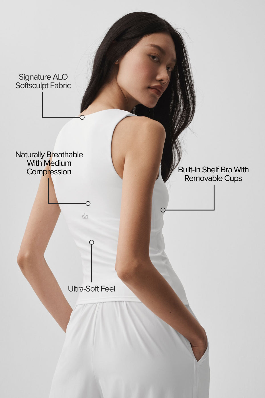 Alternative view of ALO Softsculpt No Nonsense Bra Tank   White