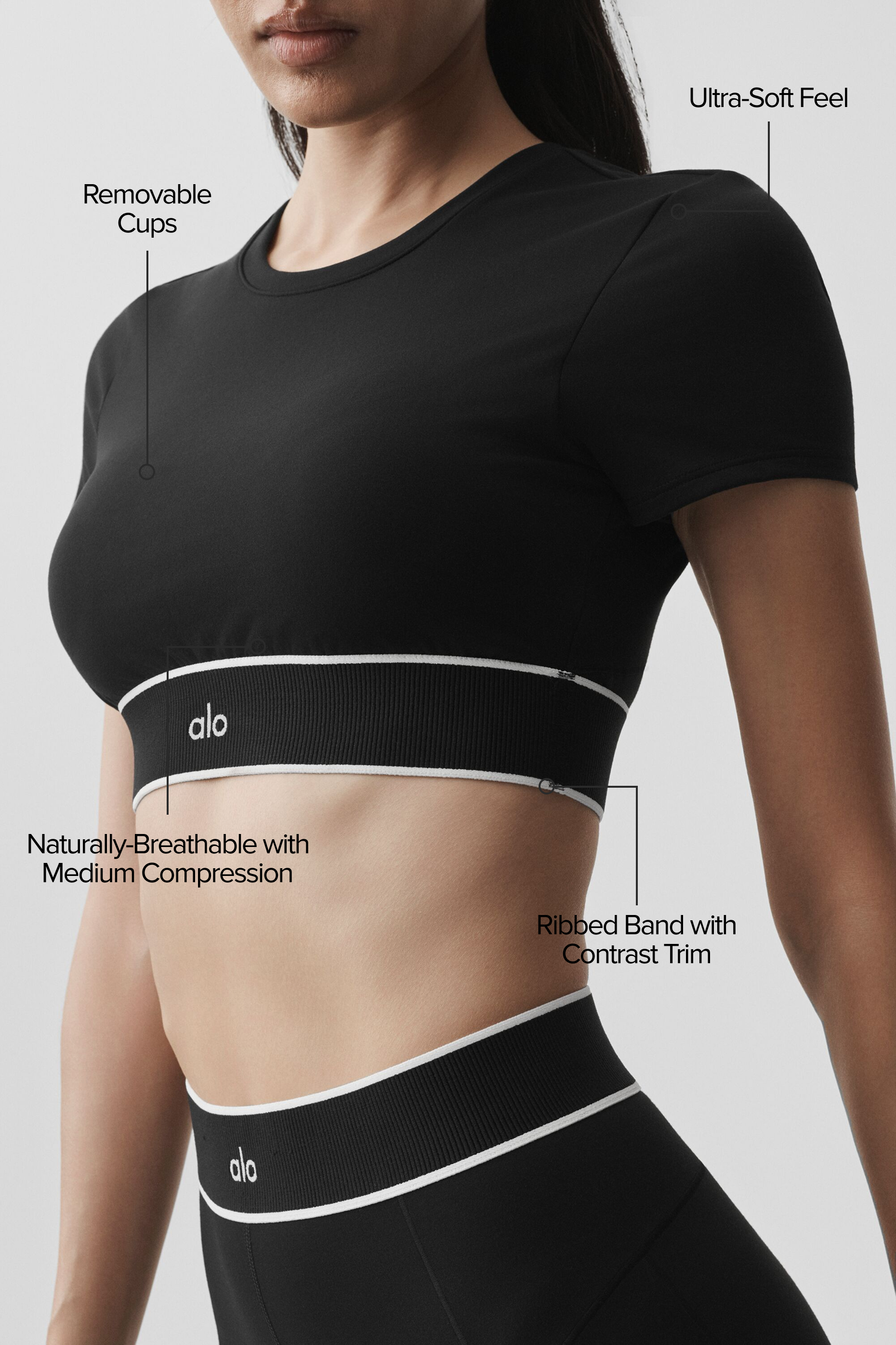 Alternative view of ALO Softsculpt Amp It Up Short Sleeve Bra   Black
