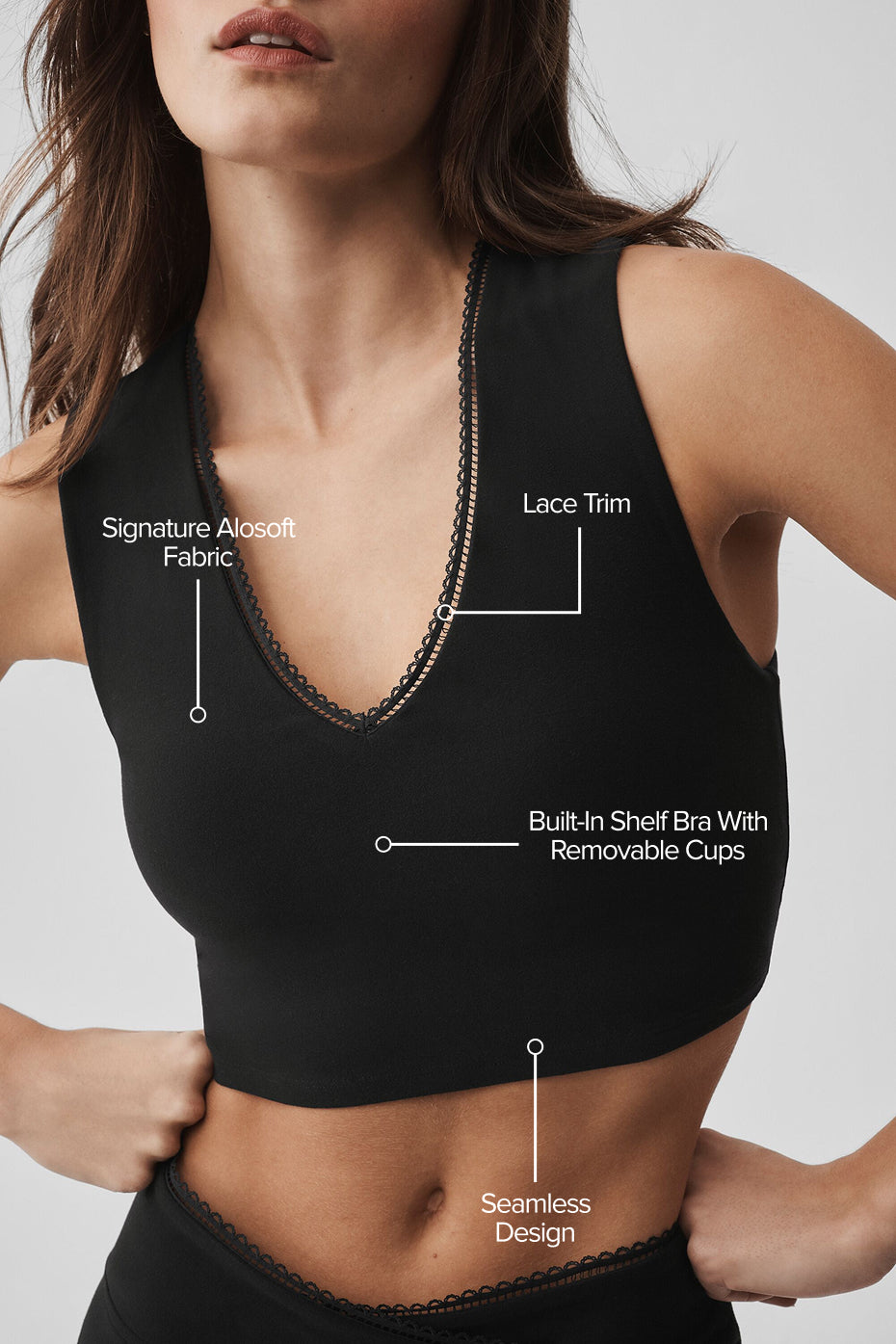Alternative view of Alosoft Affection V Neck Bra Tank   Black