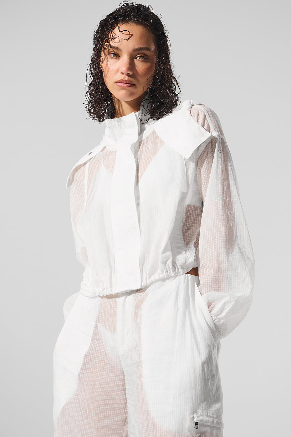 Cropped Game Time Full Zip Jacket White - Image 5