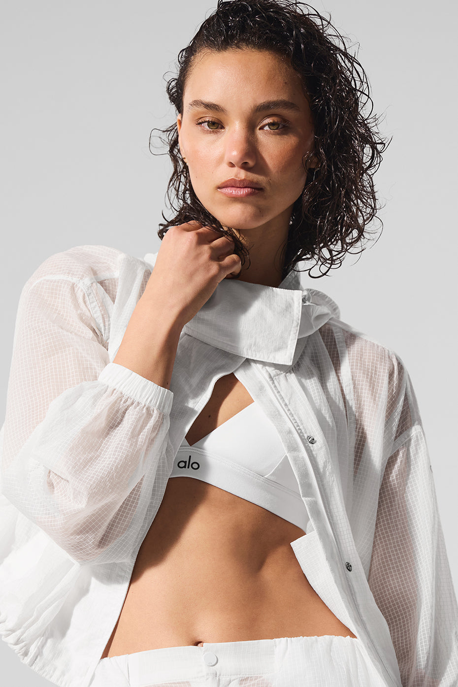 Cropped Game Time Full Zip Jacket White - Image 4