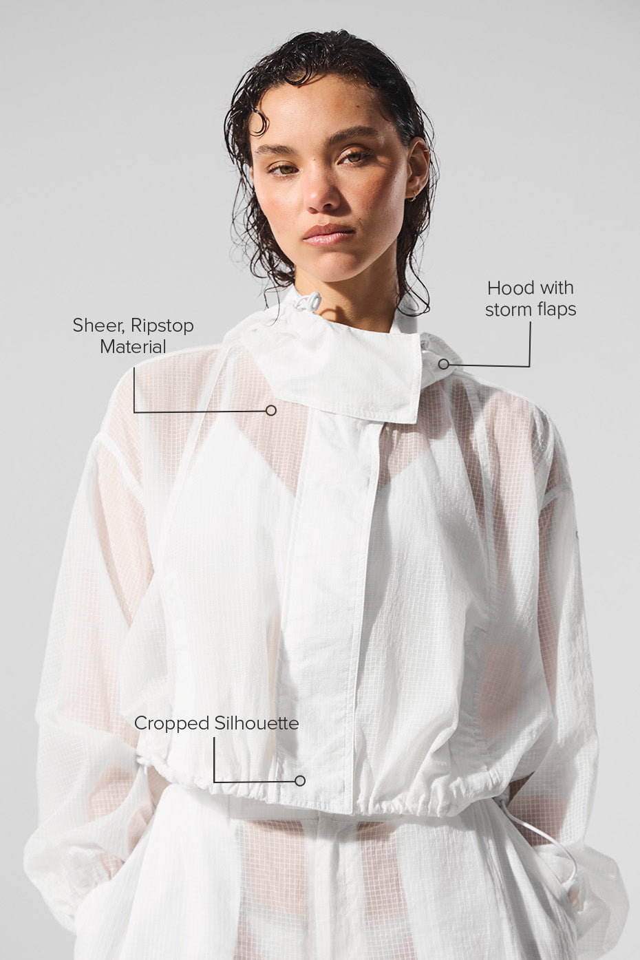 Cropped Game Time Full Zip Jacket White - Image 2